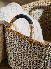 Monochrome Seagrass Laundry Basket - Image 2 of 4