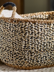 Monochrome Seagrass Laundry Basket - Image 3 of 4