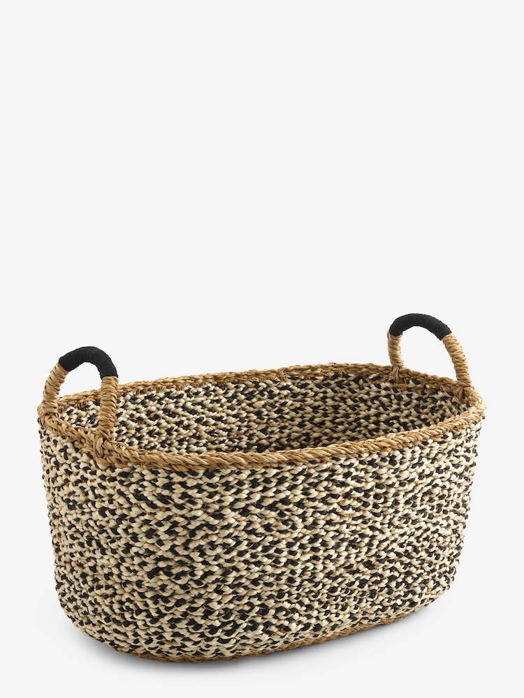Monochrome Seagrass Laundry Basket - Image 4 of 4