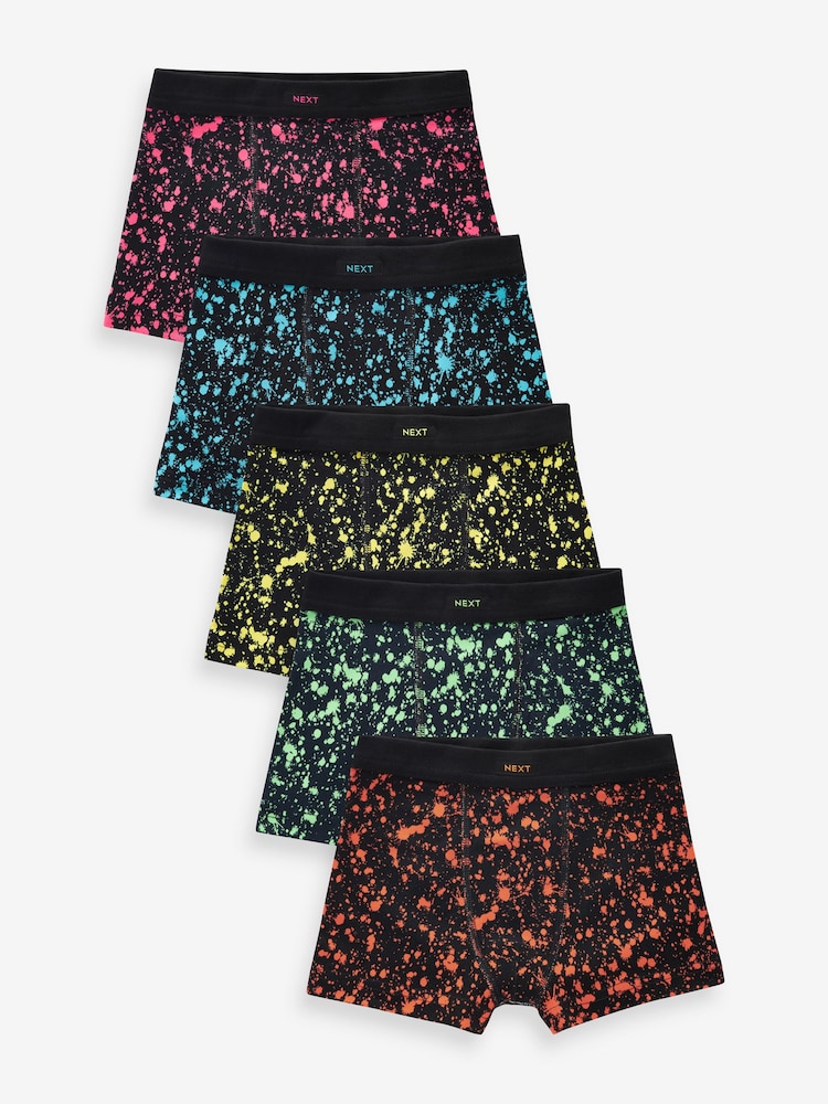 Schwarz mit Spritzer-Muster - Boxershorts mit weichem Taillenbund im 5er-Pack (3 bis 16 Jahre) - Bild 1 von 3