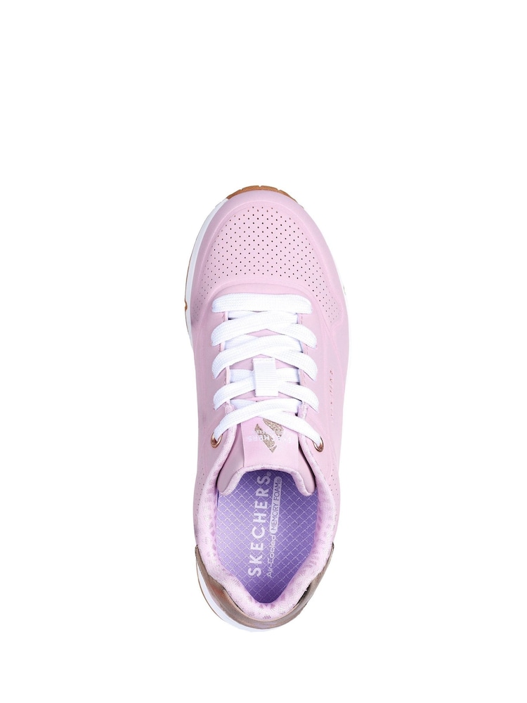 Skechers Pink Uno Gen1 Shimmer Away Trainers - Image 2 of 5