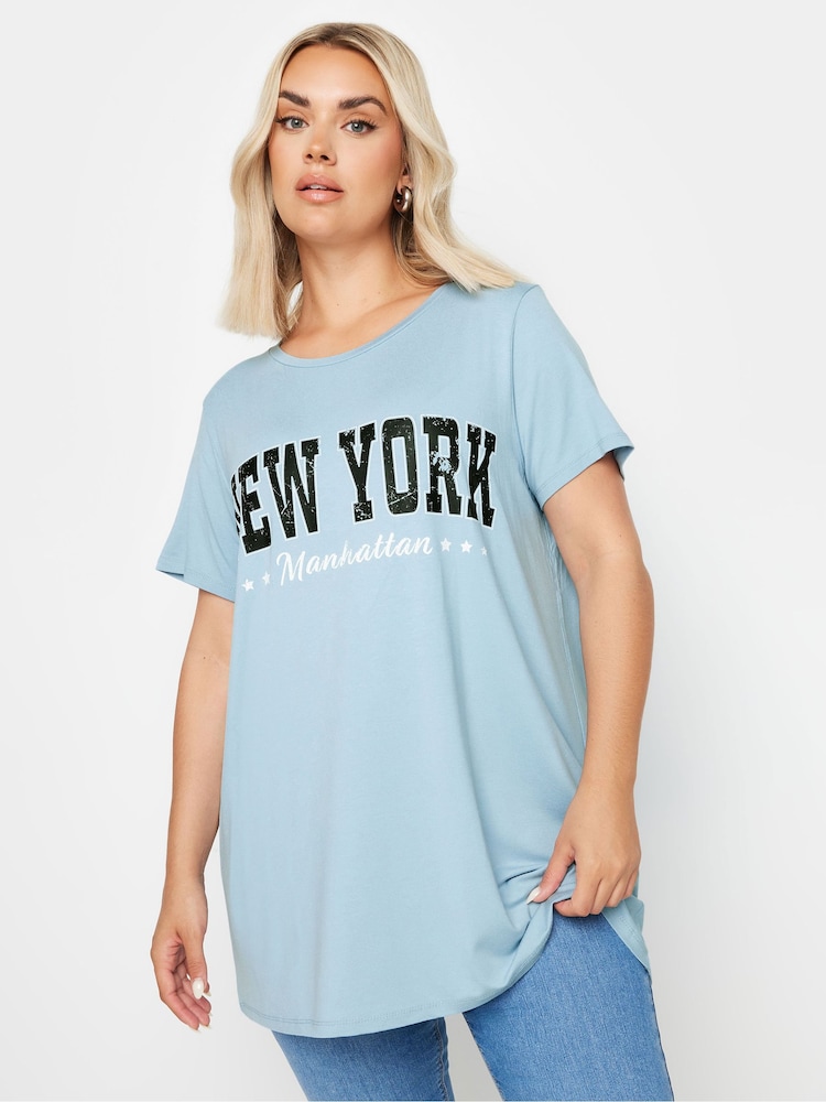 Azul - Camiseta con eslogan "New York" de Yours Curve - Imagen 1 de 5 Azul - Camiseta con eslogan "New York" de Yours Curve - Imagen 1 de 5