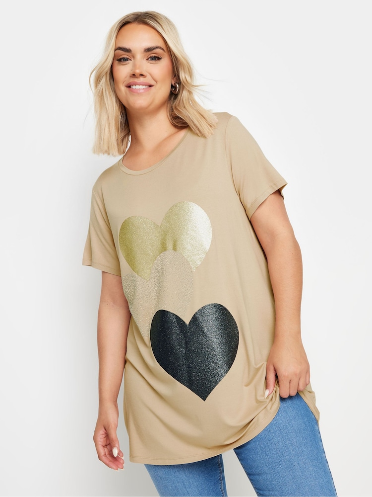 Yours Curve Natural 'New York' Slogan T-Shirt - Image 1 of 5