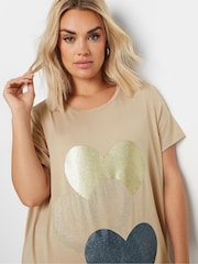 Yours Curve Natural 'New York' Slogan T-Shirt - Image 4 of 5