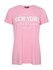 Yours Curve Pink 'New York' Slogan T-Shirt - Image 5 of 5
