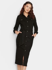 Long Tall Sally Black Denim Button Through Midi Dress - Image 2 of 5