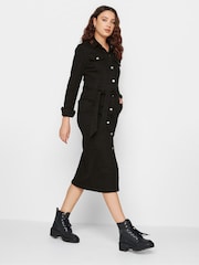 Long Tall Sally Black Denim Button Through Midi Dress - Image 4 of 5