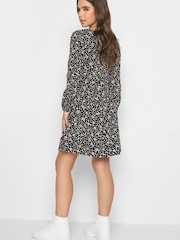 PixieGirl Petite Black Long Sleeve Ditsy Smock Dress - Image 2 of 4