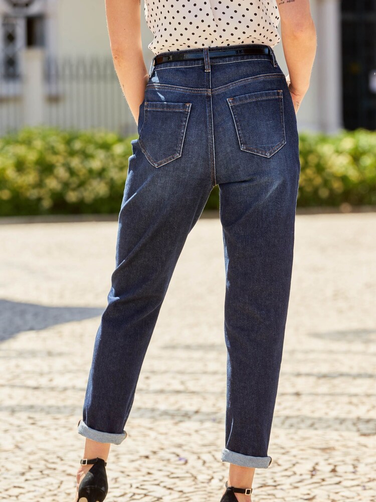 Sosandar Blue Slim Leg Mom Jeans - Image 4 of 4