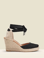 Sosandar Black Perla Suede Valenciana Wedge Espadrilles - Image 1 of 4