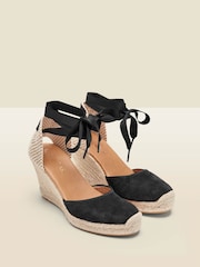 Sosandar Black Perla Suede Valenciana Wedge Espadrilles - Image 2 of 4