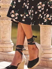 Sosandar Black Perla Suede Valenciana Wedge Espadrilles - Image 3 of 4