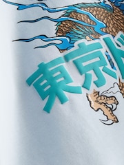 Modra/zelena japonka - Grafični kratek rokav; s kratkimi rokavi 100% Bombažna majica 2 Pakiranje (3-16leto) - Slika 4 iz 4