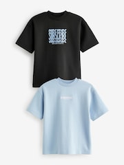 Blue/Black Subscribe Short Sleeve Relaxed Heavyweight T-Shirts 2Pk (3-16yrs) - Image 7 of 9