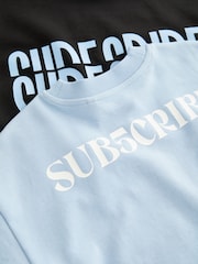 Blue/Black Subscribe Short Sleeve Relaxed Heavyweight T-Shirts 2Pk (3-16yrs) - Image 9 of 9