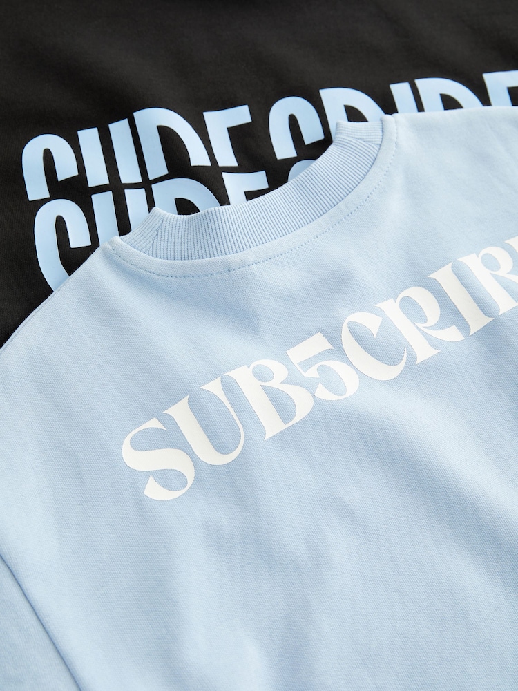 Blue/Black Subscribe Short Sleeve Relaxed Heavyweight T-Shirts 2Pk (3-16yrs) - Image 9 of 9