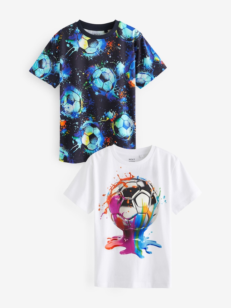 Blue Football Graphic Short Sleeve 100% Cotton T-Shirts 2 Pack (3-16yrs) - Image 1 of 1