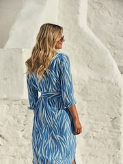 Sosandar Blue Camo Midi Shirt Dress - Image 2 of 5