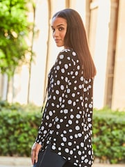 Sosandar Black Chrome Tie Neck Blouse - Image 2 of 5
