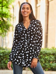 Sosandar Black Chrome Tie Neck Blouse - Image 3 of 5