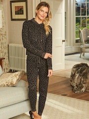 Sosandar Grey Leopard Print Knitted Loungewear Joggers - Image 2 of 5