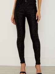 Sosandar Strukturierte, beschichtete Jeans mit Leoprint - Bild 1 von 5