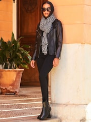 Sosandar Black Leather Biker Jacket - Image 3 of 6