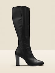 Sosandar Black Leather Zip Knee High Boots - Image 1 of 5