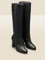 Sosandar Black Leather Zip Knee High Boots - Image 5 of 5