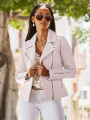 Sosandar Pink Biker Jacket - Image 3 of 5