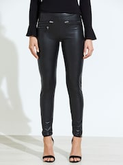 Sosandar Black Tall Leather Look Premium Leggings - Image 3 of 6