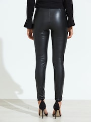 Sosandar Black Tall Leather Look Premium Leggings - Image 4 of 6