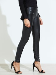 Sosandar Black Tall Leather Look Premium Leggings - Image 5 of 6
