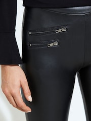Sosandar Black Tall Leather Look Premium Leggings - Image 6 of 6