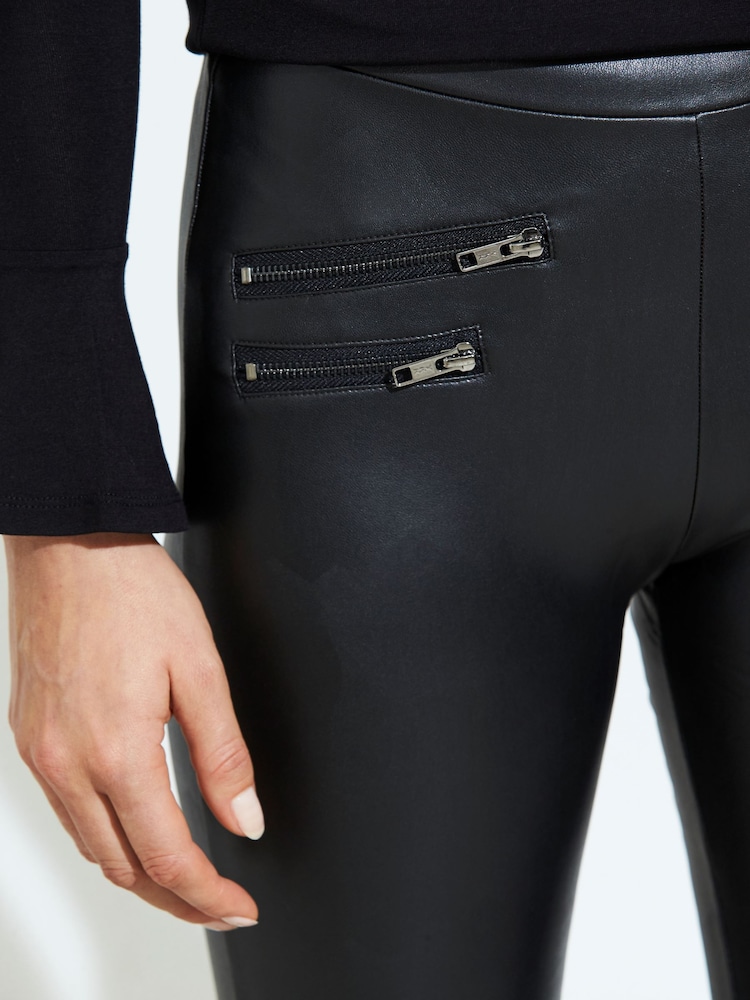 Sosandar Black Tall Leather Look Premium Leggings - Image 6 of 6