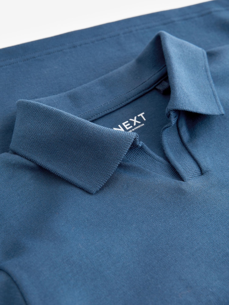 Navy Revere Collar Short Sleeve Polo Shirt (3-16yrs) - Image 3 of 3