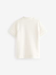 White Textured Short Sleeve 100% Cotton Polo Shirt (3-16yrs) - Image 2 of 3