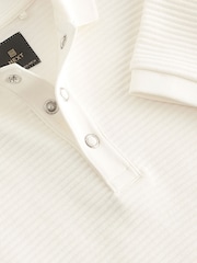 White Textured Short Sleeve 100% Cotton Polo Shirt (3-16yrs) - Image 3 of 3