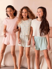 Pink/Blue Floral Short Pyjamas 3 Pack (3-16yrs) - Image 1 of 8