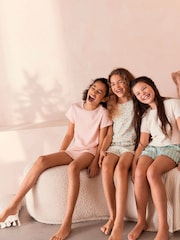 Pink/Blue Floral Short Pyjamas 3 Pack (3-16yrs) - Image 2 of 8