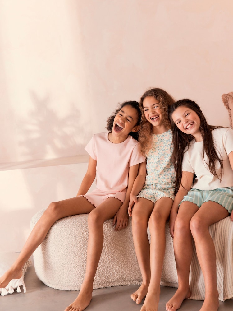 Pink/Blue Floral Short Pyjamas 3 Pack (3-16yrs) - Image 2 of 8