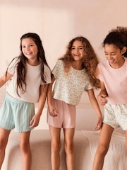 Pink/Blue Floral Short Pyjamas 3 Pack (3-16yrs) - Image 4 of 8