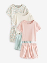 Pink/Blue Floral Short Pyjamas 3 Pack (3-16yrs) - Image 5 of 8
