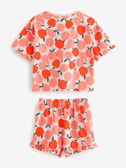 Red/Cream Floral/ Stripe Ruffle Short Sleeve Pyjamas 3 Pack (9mths-16yrs) - Image 2 of 4