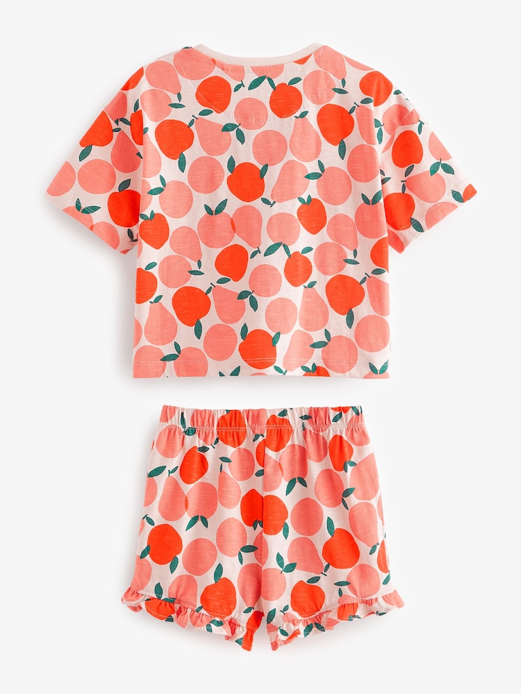 Red/Cream Floral/ Stripe Ruffle Short Sleeve Pyjamas 3 Pack (9mths-16yrs) - Image 2 of 4
