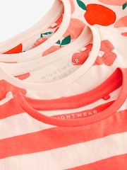 Red/Cream Floral/ Stripe Ruffle Short Sleeve Pyjamas 3 Pack (9mths-16yrs) - Image 3 of 4