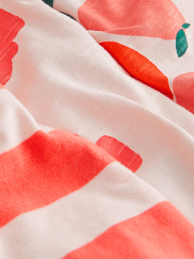 Red/Cream Floral/ Stripe Ruffle Short Sleeve Pyjamas 3 Pack (9mths-16yrs) - Image 4 of 4