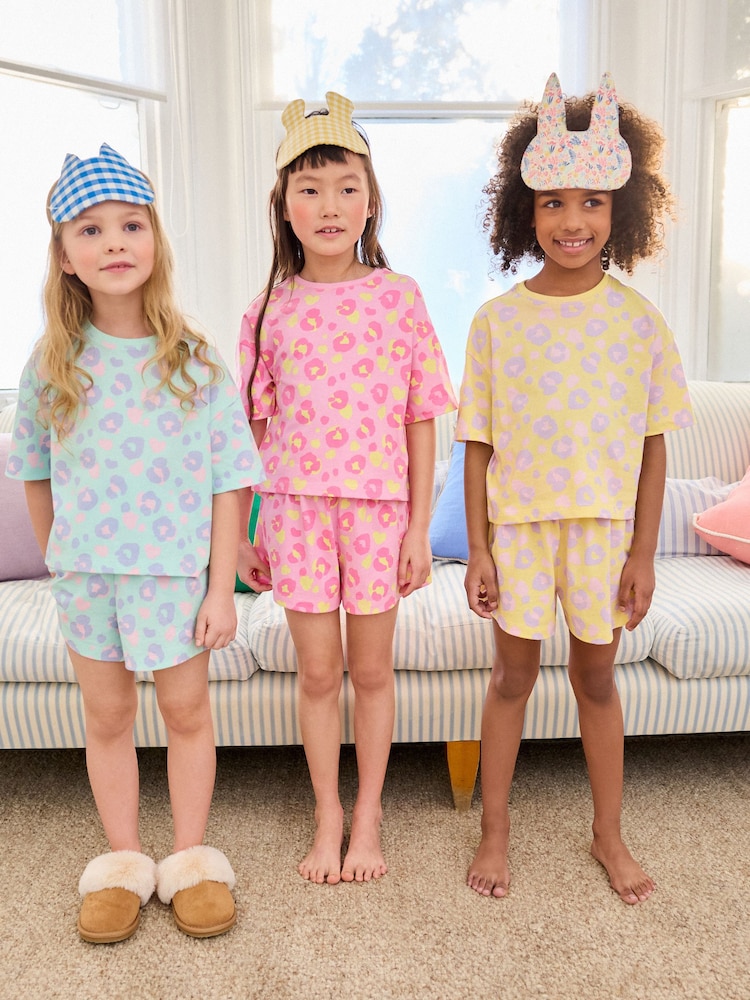 Pastel Leopard Print Short Pyjamas 3 Pack (3-16yrs) - Image 4 of 11