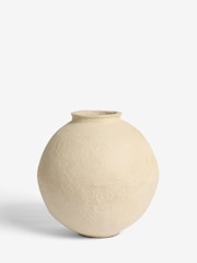French Connection Cream Round Large Papier Mache Vase - Image 2 of 3