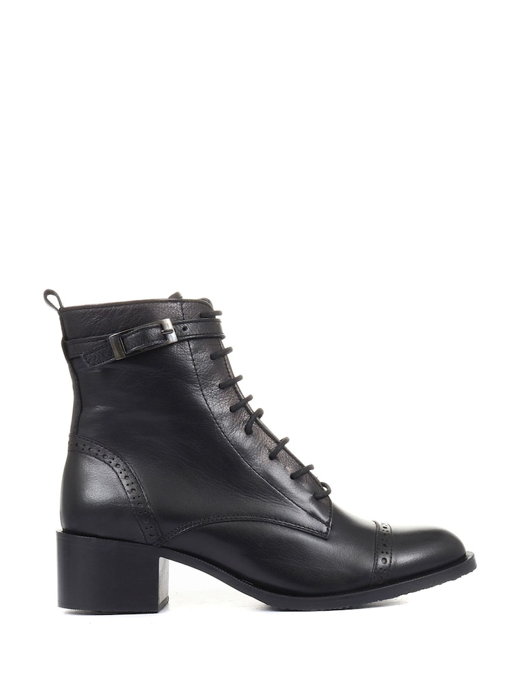 Jones Bootmaker Madie Heeled Leather Ankle Black Boots - Image 2 of 6